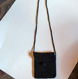 Chic Black Woven Crossbody Bag